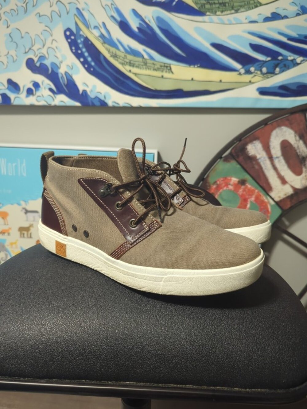 Timberland Amherst Mens Chukka Khaki Brown Sneaker Boot Sz 10.5 A15KY Light Used